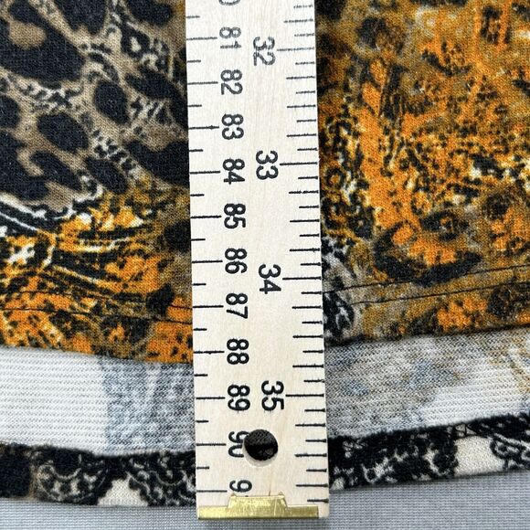 Lbisse Dress Women's 1X Orange Black Tan Knee Length Shift 3/4 Sleeve Abstract - Picture 6 of 11